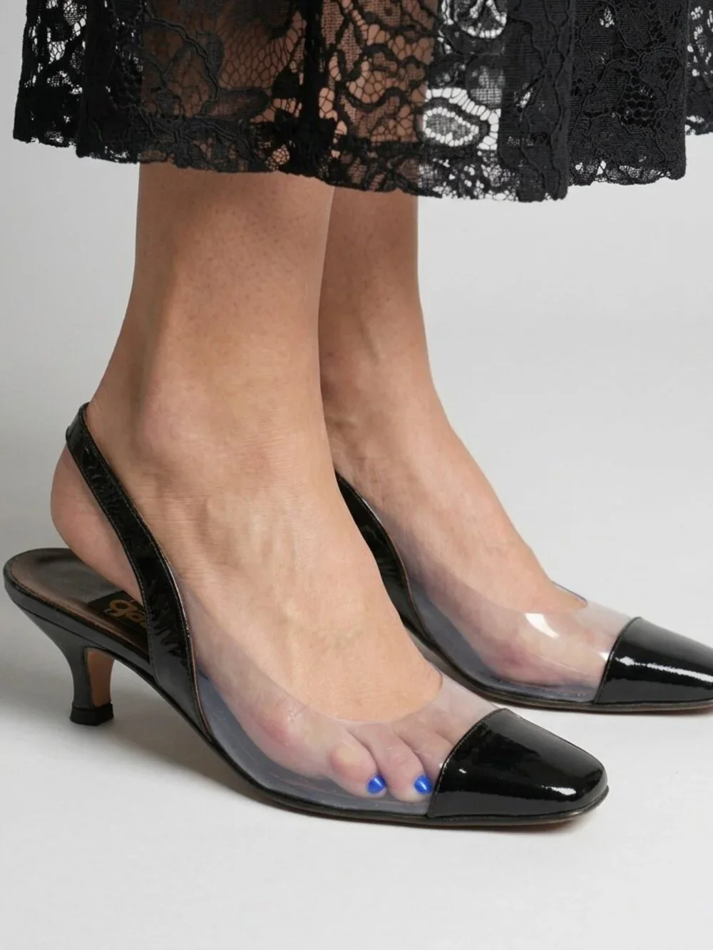 Vintage Patent Leather Clear Translucent Kitten Heel 6 1/2
